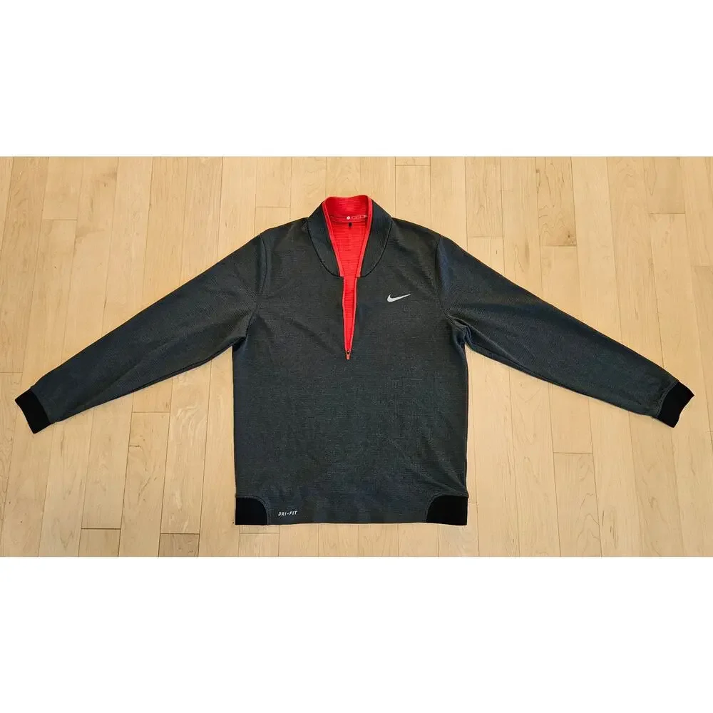 Nike Tiger Woods Collection Dri-FIT Mens Medium 1/4 Zip Golf Pullover Gray